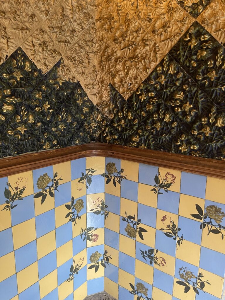 Polychrome muqarnas ceiling in the smoking room at Casa Vicens